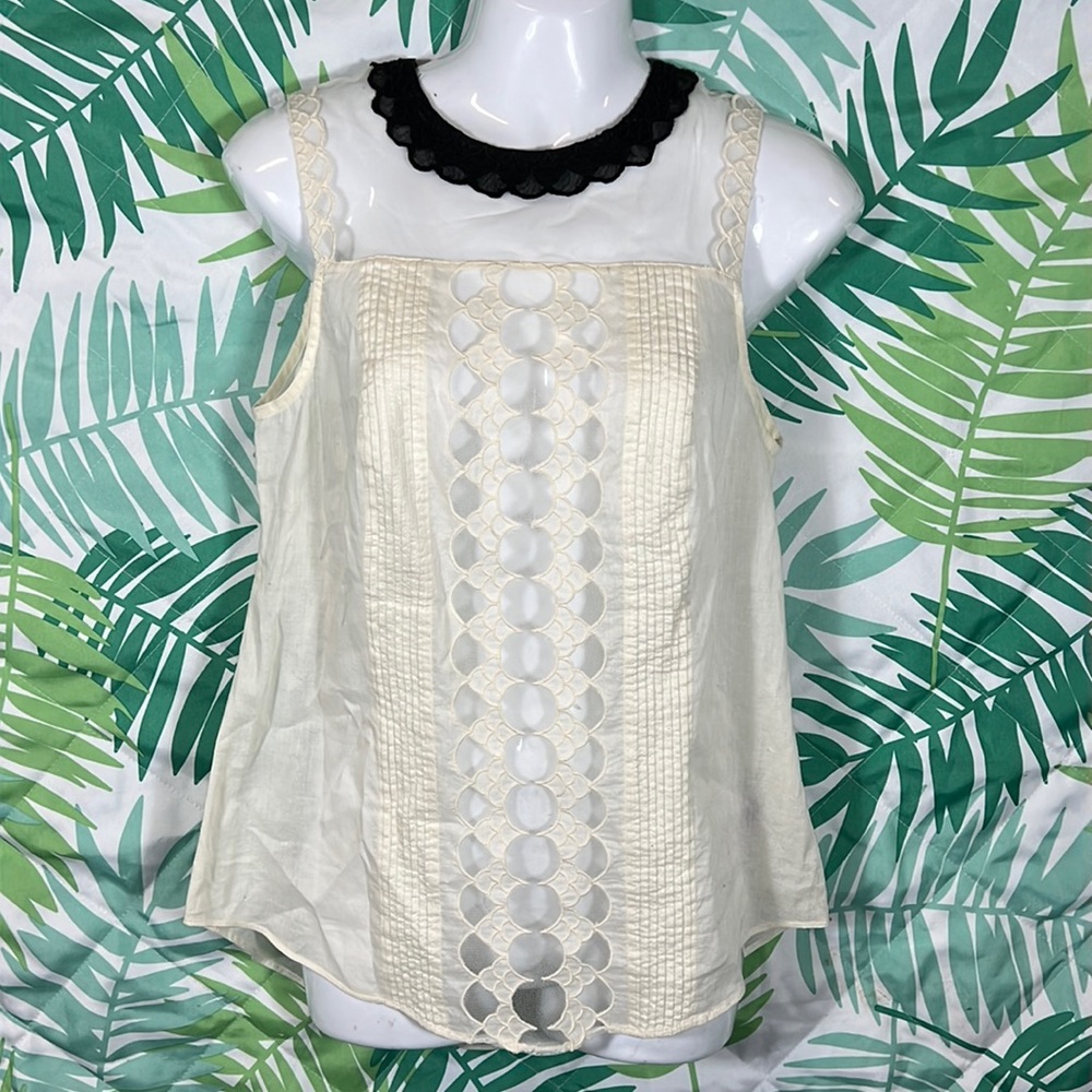 anthropology 9-h15 5'cl  ~ sleeveless top ~ lace ~ size 04